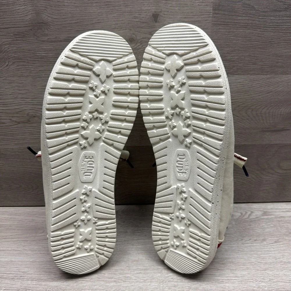 Hey Dude Wally Americana Stars Shoes Slip On Comfort White Size 8 Mens USA MINT
